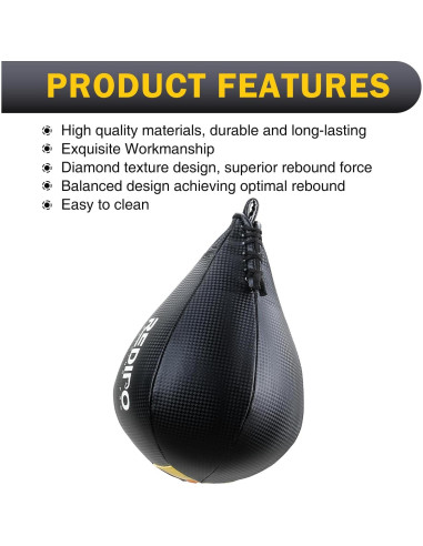 Bolsa de Velocidad Redipo de Cuero PU para Boxeo y MMA 25.4x17.8cm