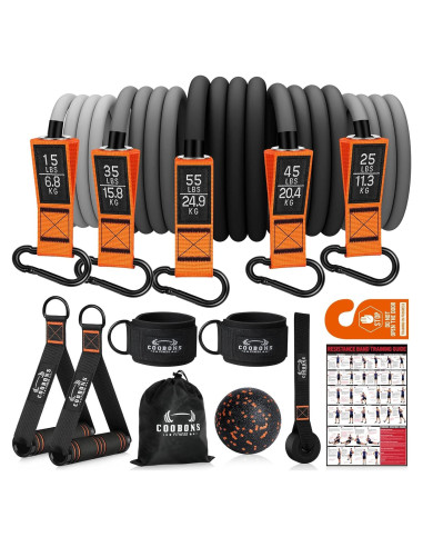 Bandas de Resistencia COOBONS 175LBS con Mangos - Fitness