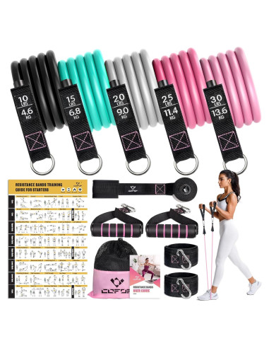 Bandas de Resistencia COFOF para Mujeres - 5 Niveles, 10-45 kg