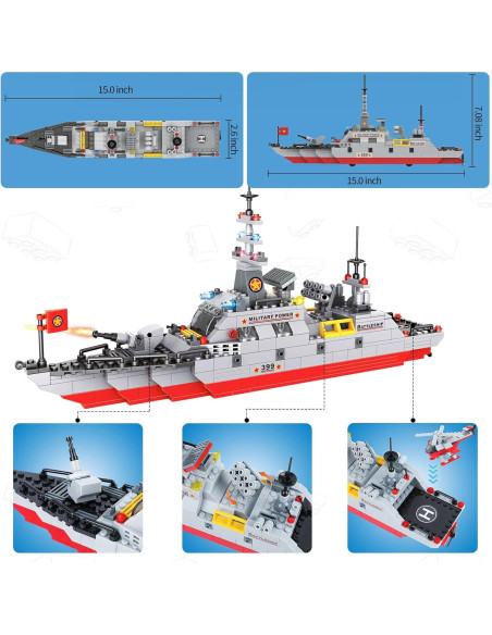 Conjunto de Bloques de Construcción Acorazado Militar INRATELL 952 Piezas Conjunto de Bloques de Construcción Acorazado Militar INRATELL 952 Piezas