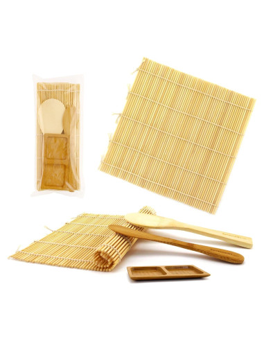 Kit para Hacer Sushi BambooMN - 2 Esteras, Cucharón y Plato