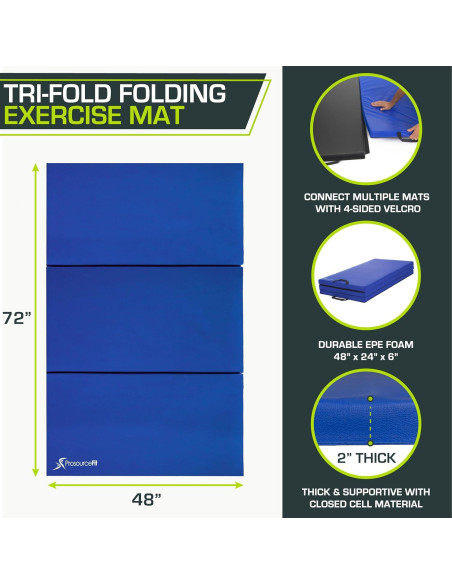 Colchoneta de Ejercicio Plegable ProsourceFit Tri-Fold 182.88x121.92cm Azul Colchoneta de Ejercicio Plegable ProsourceFit Tri-Fold 182.88x121.92cm Azul