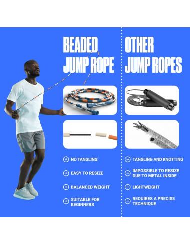 Cuerda de Salto Beaded Sportbit 3.25m Ajustable para Fitness