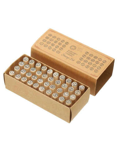 Juego de Sellos de Letras y Números PATIKIL 40 Pcs Madera