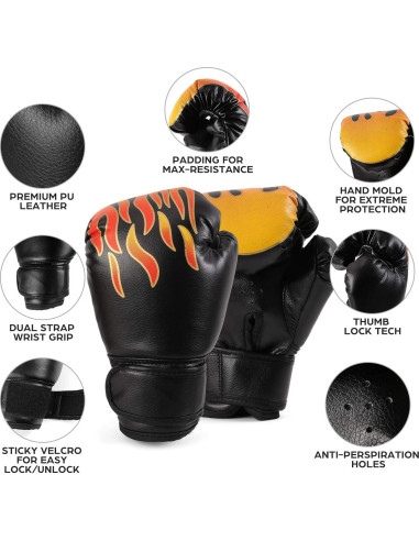 Set de Boxeo 3 en 1 Odoland para Niños - Guantes 6oz, Mitones y Almohadilla