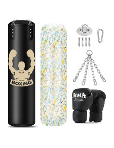 Saco de Boxeo Relleno YORWHIN 4FT con Guantes 12OZ para Adultos