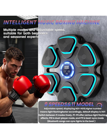 Máquina de Boxeo Musical TWMINYUE con Bluetooth y LED, 9 Velocidades Máquina de Boxeo Musical TWMINYUE con Bluetooth y LED, 9 Velocidades