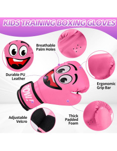 Guantes de Boxeo YORWHIN 4Oz para Niños 3-8 Años Rosa 2
