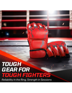 Guantes de MMA Flexzion Rojo Sin Dedos para Sparring 2
