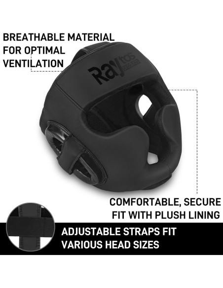 Casco de Boxeo Raytos Negro para MMA y Muay Thai - Protección Avanzada Casco de Boxeo Raytos Negro para MMA y Muay Thai - Protección Avanzada