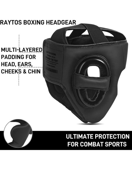 Casco de Boxeo Raytos Negro para MMA y Muay Thai - Protección Avanzada Casco de Boxeo Raytos Negro para MMA y Muay Thai - Protección Avanzada