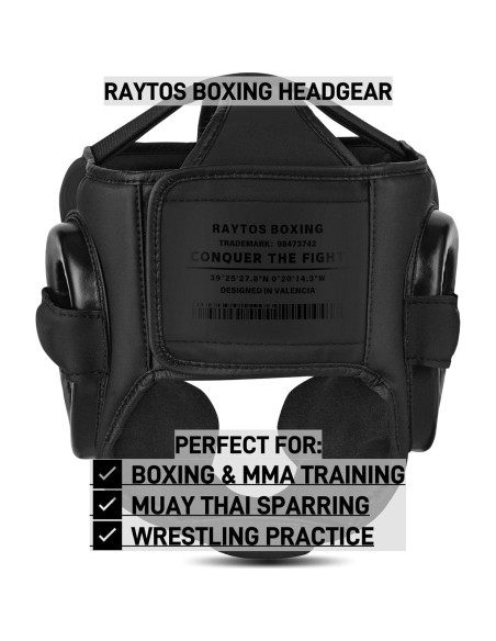Casco de Boxeo Raytos Negro para MMA y Muay Thai - Protección Avanzada Casco de Boxeo Raytos Negro para MMA y Muay Thai - Protección Avanzada