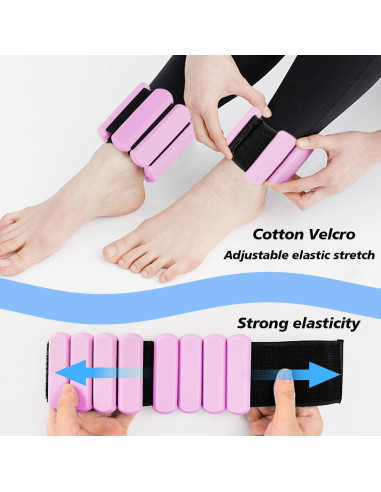 Pesas de Tobillo y Muñeca SDATEKIT 2lbs Ajustables Rosa