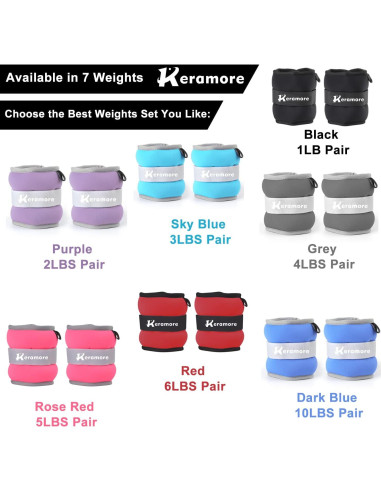 Pesas de Tobillo y Muñeca Keramore 0.9 kg (1 Par) Ajustables
