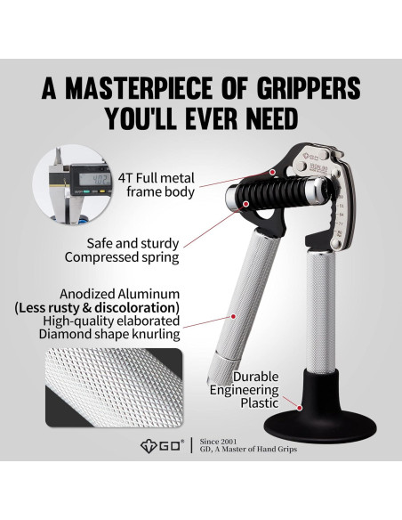 Entrenador de Fuerza de Agarre GD Iron Grip Ajustable 90kg Entrenador de Fuerza de Agarre GD Iron Grip Ajustable 90kg