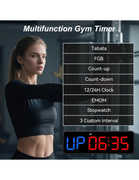 Reloj Temporizador de Gimnasio Acedeck Negro - Control Remoto Reloj Temporizador de Gimnasio Acedeck Negro - Control Remoto