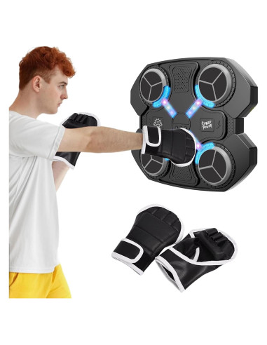 Máquina de Boxeo Musical Inteligente con Guantes - Negro