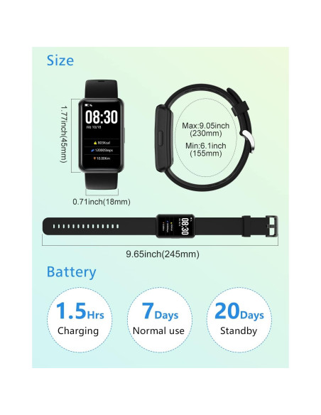 Reloj de Fitness Cloudpoem S2 Negro IP68 Pedométrico Reloj de Fitness Cloudpoem S2 Negro IP68 Pedométrico