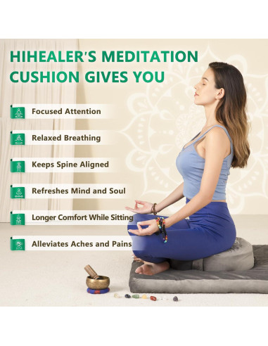 Cojín de Meditación Hihealer Redondo 40cm Terciopelo Trigo Sarraceno