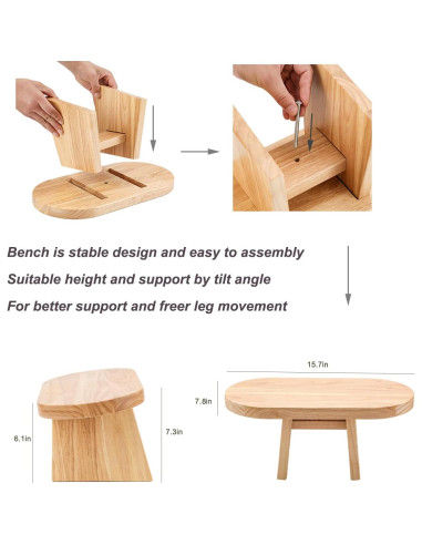 Banco de Meditación Halotribe de Madera Ergonomico 40x20 cm