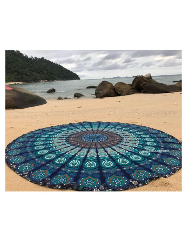 Manta Redonda de Playa Raajsee 100% Algodón Mandala 172.72 cm