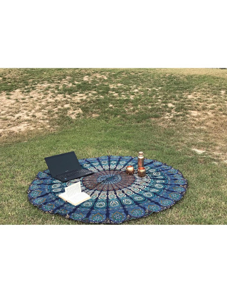 Manta Redonda de Playa Raajsee 100% Algodón Mandala 172.72 cm Manta Redonda de Playa Raajsee 100% Algodón Mandala 172.72 cm