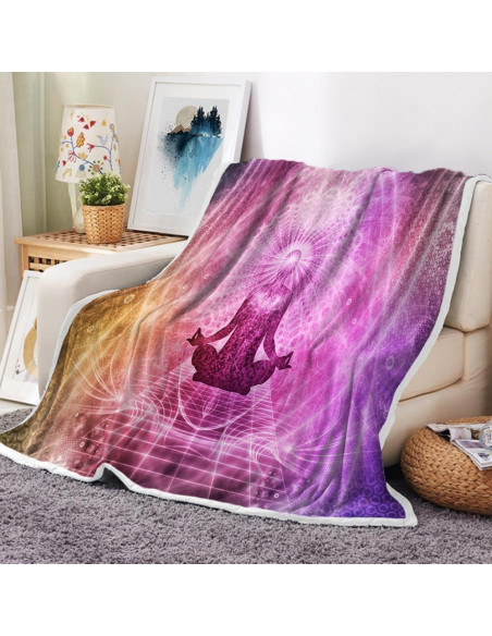 Manta de Franela JAWO 152x127cm Chakra Yoga Decorativa Manta de Franela JAWO 152x127cm Chakra Yoga Decorativa