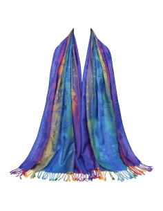 Chal de Pashmina Jacquard con Flores Coloridas para Mujeres 190.5x69.85 cm