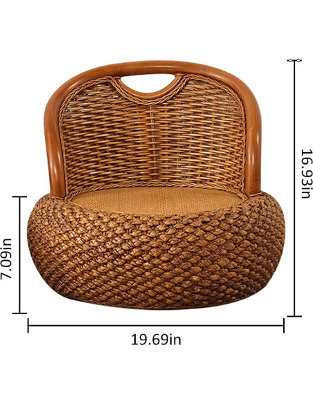 Silla de suelo ergonómica de ratán Kelendle - Marrón oscuro Silla de suelo ergonómica de ratán Kelendle - Marrón oscuro