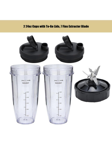 Tazas de licuadora Ninja Nutri 24 oz + cuchilla 7 aletas