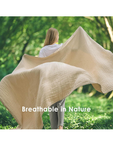 Manta de Algodón EMME Grande 127x178 cm Suave y Ligera Beige