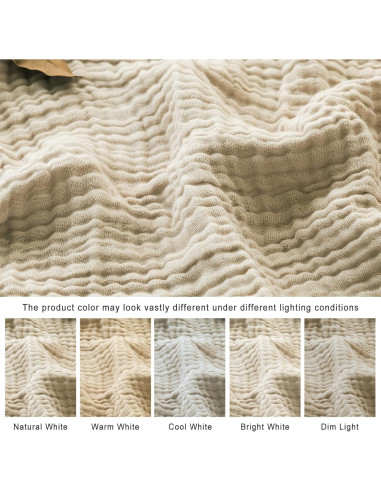 Manta de Algodón EMME Grande 127x178 cm Suave y Ligera Beige