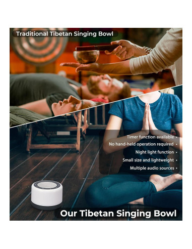 Máquina de Cuencos Cantores Tibetanos Vangoa - 8 Sonidos, Temporizador