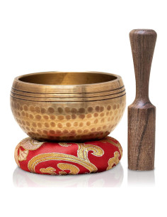 Cuenco Tibetano de Canto Himalayano 7.62 cm Oro Hecho a Mano