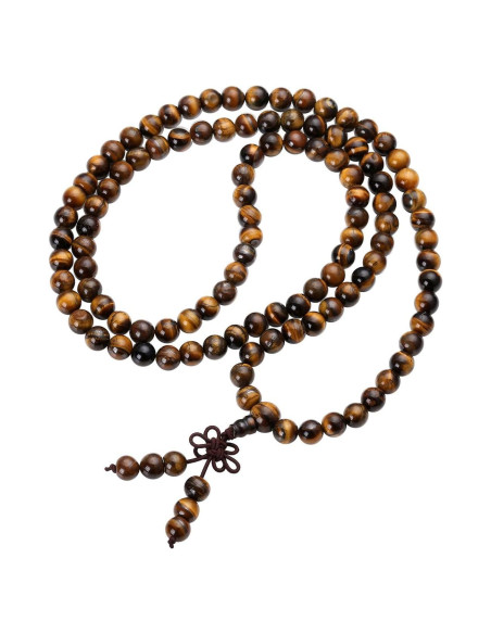 Pulsera Mala Tibetana JOVIVI 108 Perlas Ojo de Tigre 8mm Pulsera Mala Tibetana JOVIVI 108 Perlas Ojo de Tigre 8mm