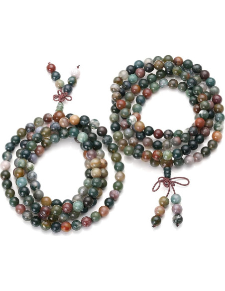 Pulsera Mala 108 Cuentas Ágata India Natural Jovivi 8mm Pulsera Mala 108 Cuentas Ágata India Natural Jovivi 8mm