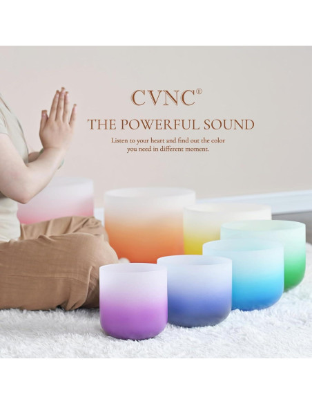 Conjunto de 7 Cuencos de Cuarzo Cristal 432HZ con Accesorios Conjunto de 7 Cuencos de Cuarzo Cristal 432HZ con Accesorios