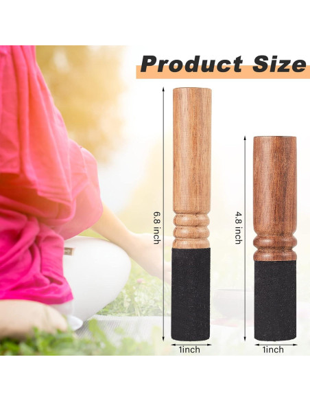 Mazos de Canto Tibetano Nuanchu - 2 Piezas de Madera y Cuero Mazos de Canto Tibetano Nuanchu - 2 Piezas de Madera y Cuero
