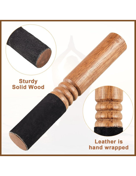 Mazos de Canto Tibetano Nuanchu - 2 Piezas de Madera y Cuero Mazos de Canto Tibetano Nuanchu - 2 Piezas de Madera y Cuero