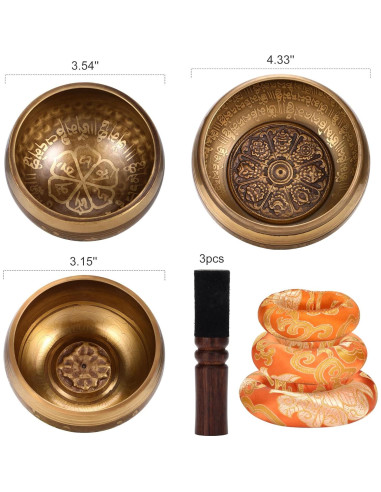 Set de 3 Cuencos Tibetanos Cantores DiDiBirDi - Hechos a Mano