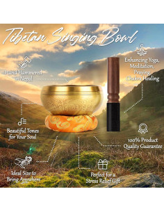 Juego de Cuencos Tibetanos Relaehih 10.16 cm Amarillo 2