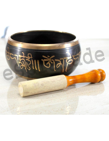 Cuenco Cantante Tibetano 15 cm Negro con Palo Golpeador
