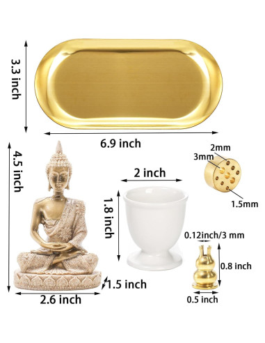 Soporte de Incienso 5 en 1 TOPZEA con Estatua de Buda y Bandeja