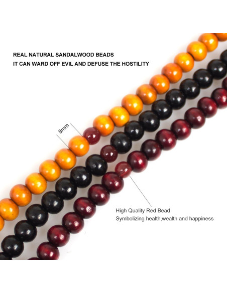 Juego de 3 Pulseras de Madera 108 Cuentas Budistas PWMENLK Juego de 3 Pulseras de Madera 108 Cuentas Budistas PWMENLK