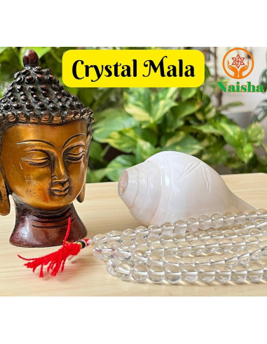 Collar Mala de Sphatik NAISHA 108 Cuentas para Meditación