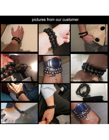 Pulsera de Cuentas de Madera FIBO STEEL 11mm para Hombres