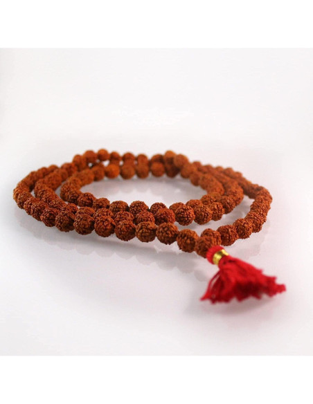 Mala de Oración Rudraksha IS4A 108 cuentas 20 pulgadas Mala de Oración Rudraksha IS4A 108 cuentas 20 pulgadas