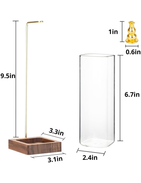 Soporte de Incienso DNZRONK con Base de Madera y Vidrio Soporte de Incienso DNZRONK con Base de Madera y Vidrio