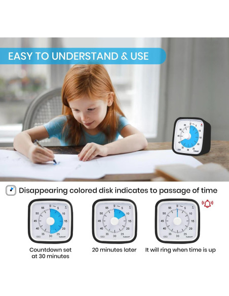 Temporizador Visual Silencioso Yunbaoit VT01 60 Minutos Negro Azul Temporizador Visual Silencioso Yunbaoit VT01 60 Minutos Negro Azul