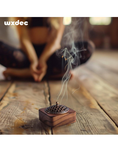 Quemador de Incienso WXDEC de Madera de Acacia Cuadrado